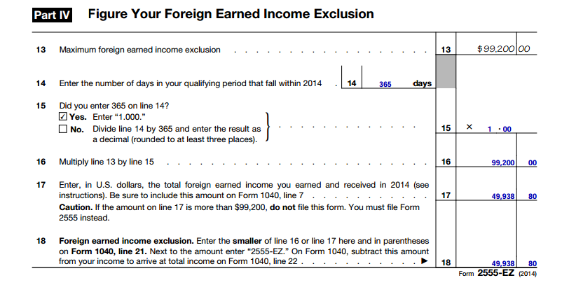 form 2555 ez for the foregin earned income exclusion feie form 1040 line 21