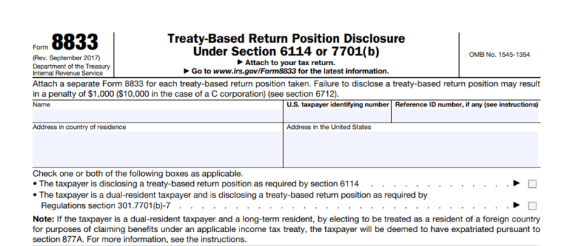 Form 8833 & Tax Treaties - Understanding Your US Tax Return