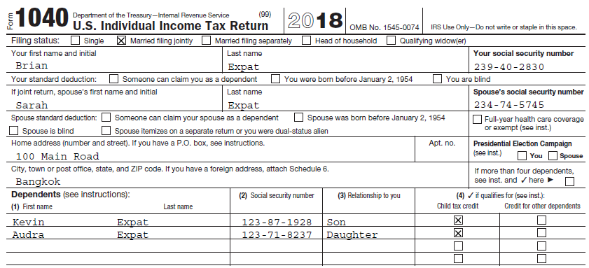 Completing Form 1040 The Face Of Your Tax Return Us Expat Taxes