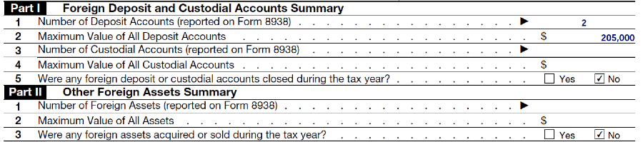 US expat tax return form 8938 summary