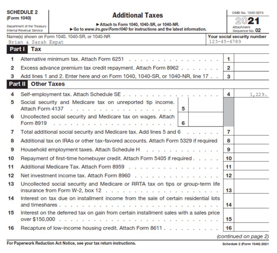 Irs 1040 Schedule A 2022 Completing Form 1040 And The Foreign Earned Income Tax Worksheet
