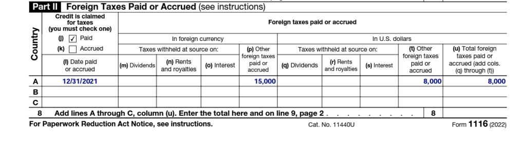 Form 1116 part 2