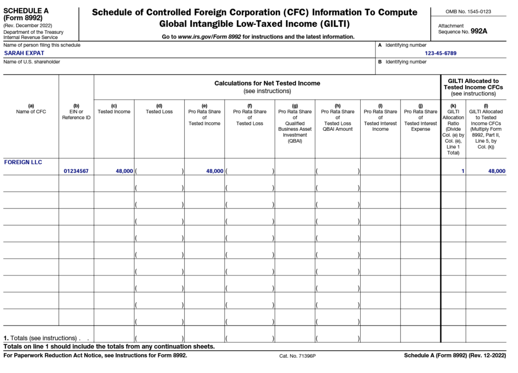 Schedule A form 8992