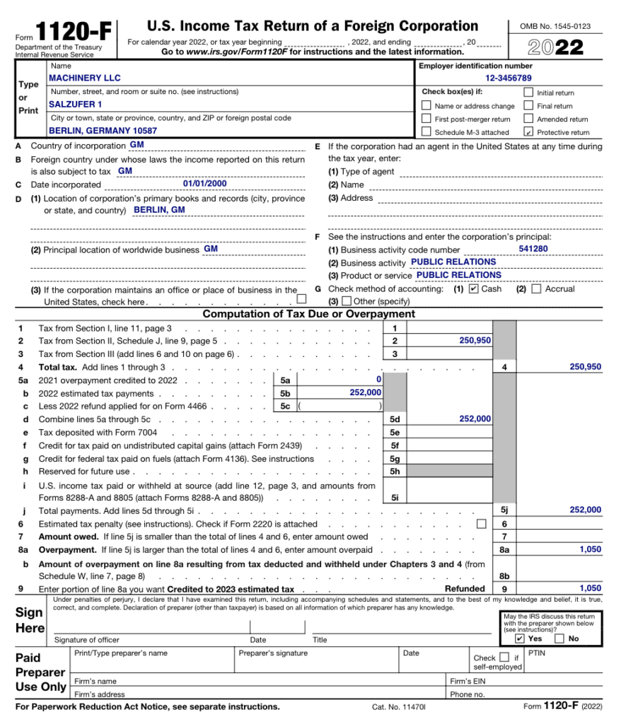 form 1120 f instructions 2023