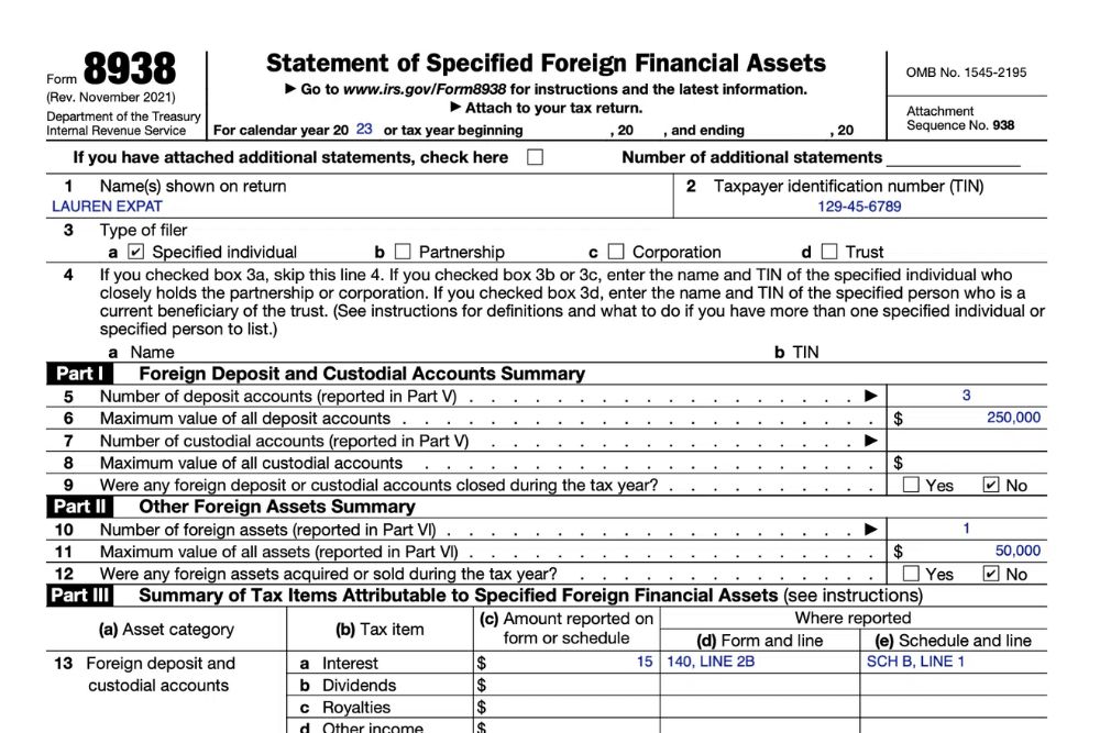 Form 8938 IRS