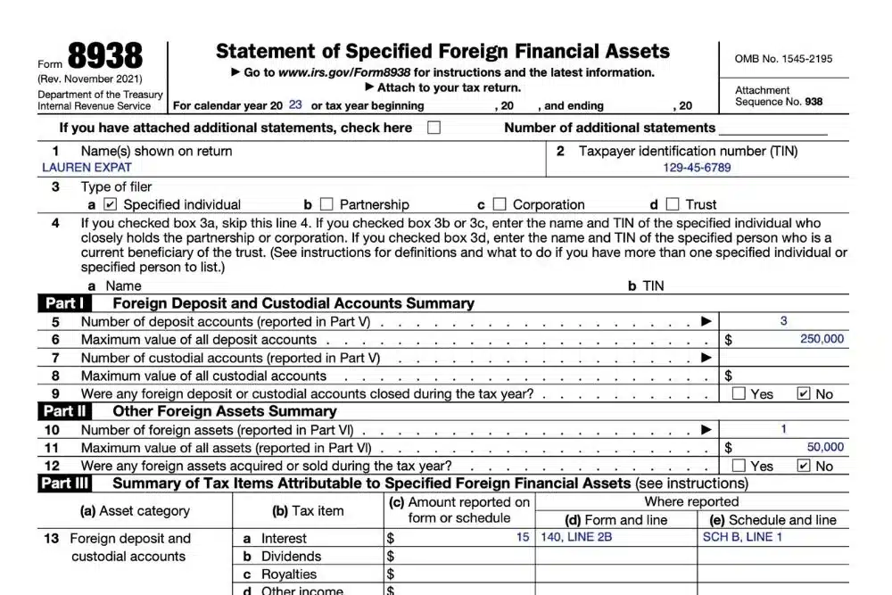 Form 8938 for U.S. Expats Explained: FATCA Foreign Asset Reporting