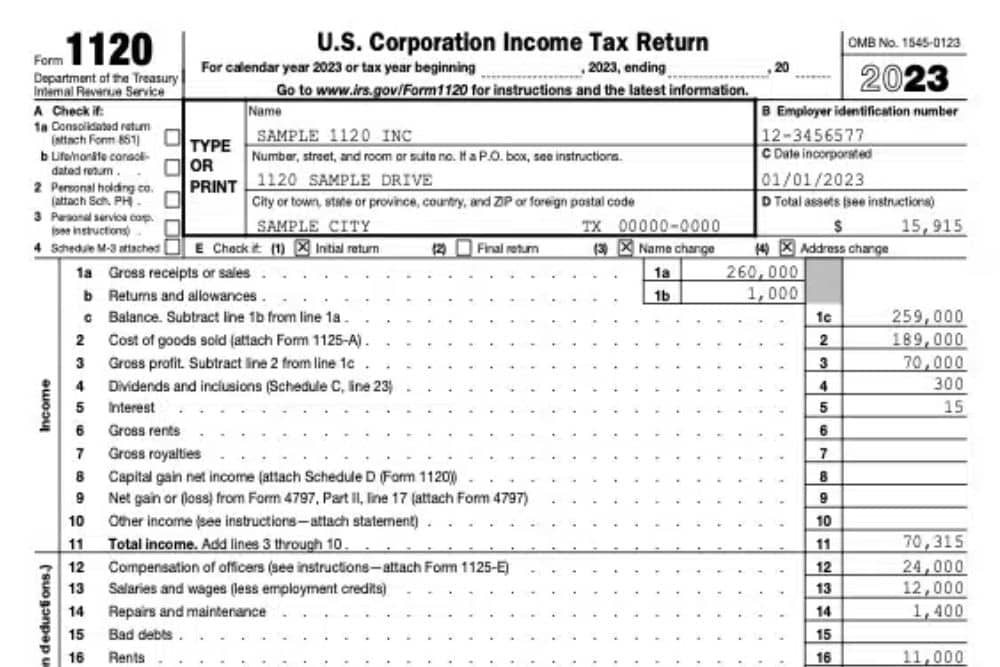 Form 1120 IRS