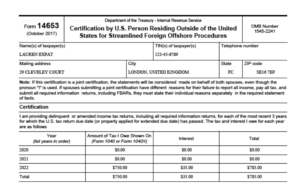 Form 14653: Why It’s Important to Your Streamlined Filing