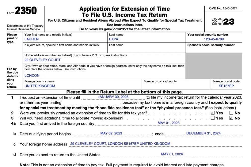 Form 2350 IRS