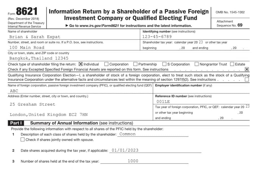Form 8621 and Passive Foreign Investment Company Management