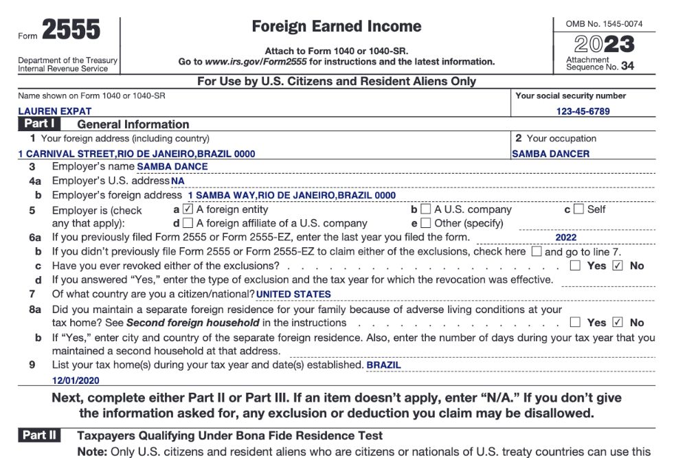 Filing Form 2555 for the Foreign Earned Income Exclusion 