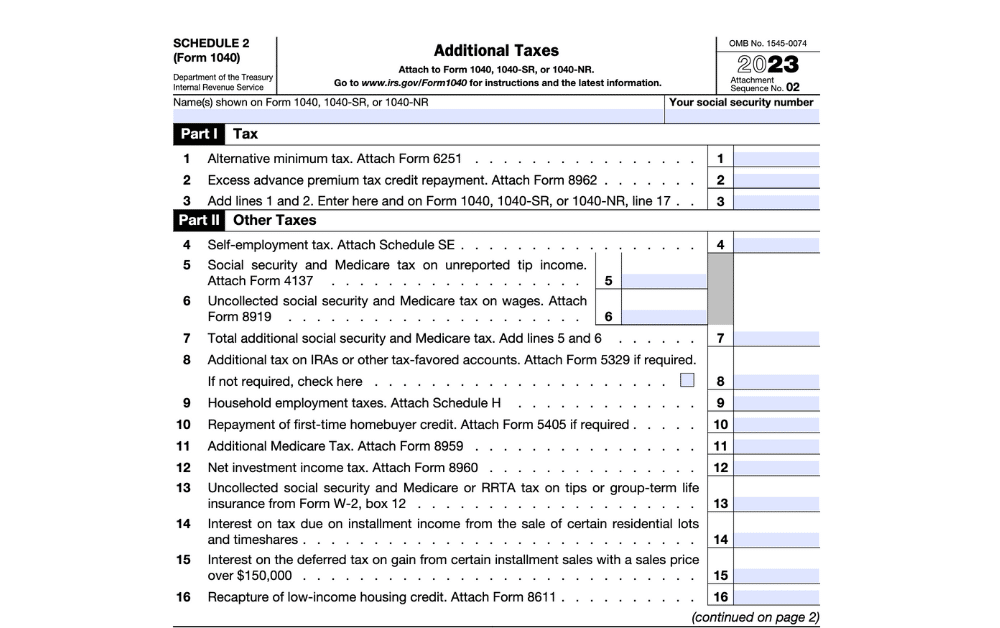 What Is IRS Form 1040 Schedule 2? (And How to File) 