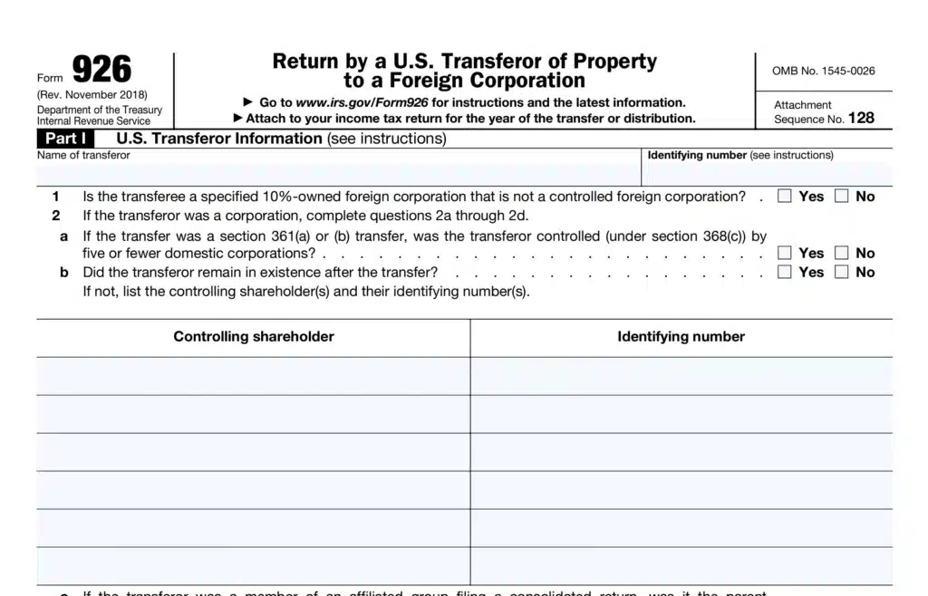 Form 926 for Expats Explained: Reporting Property Transfers to Foreign Corps