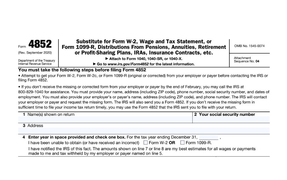 Form 4852
