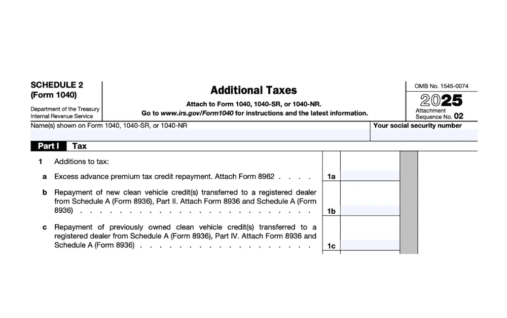 Schedule 2 (Form 1040) for Expats Explained: Additional Taxes