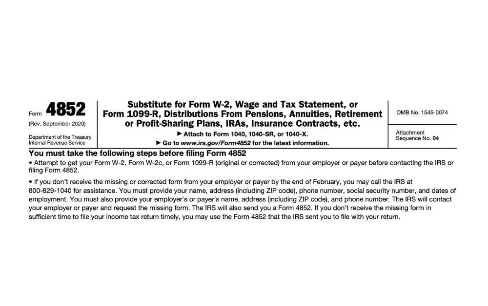 Form 4852 for Expats Explained: The Substitute W-2 for Missing Wages