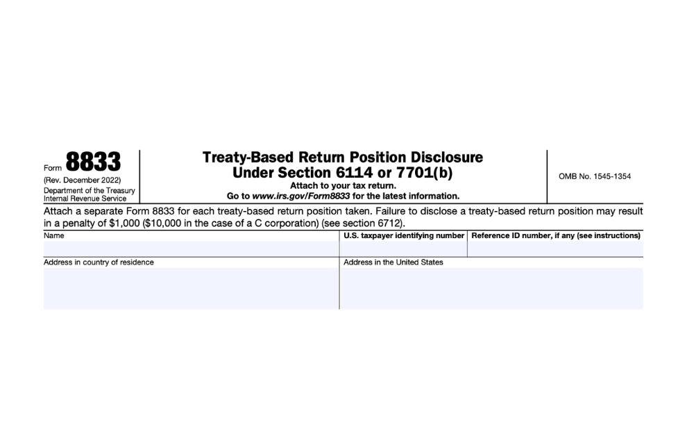 Do I Need to File Form 8833 to Claim Tax Treaty Benefits?