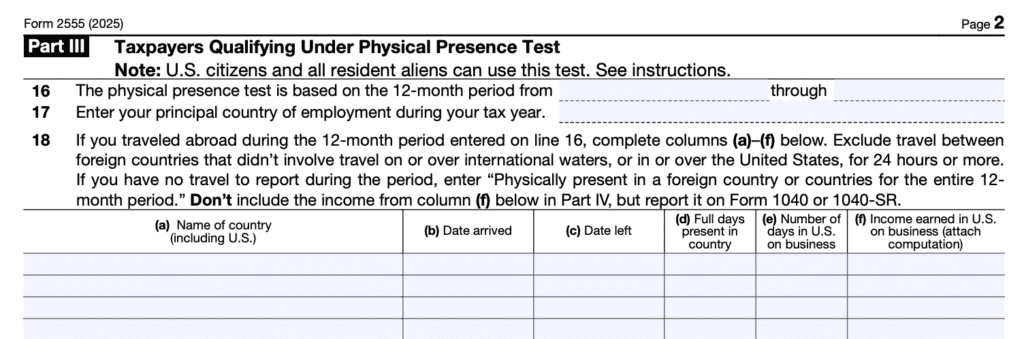Form 2555 Part 3