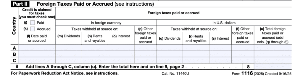 Form 1116 Part 2