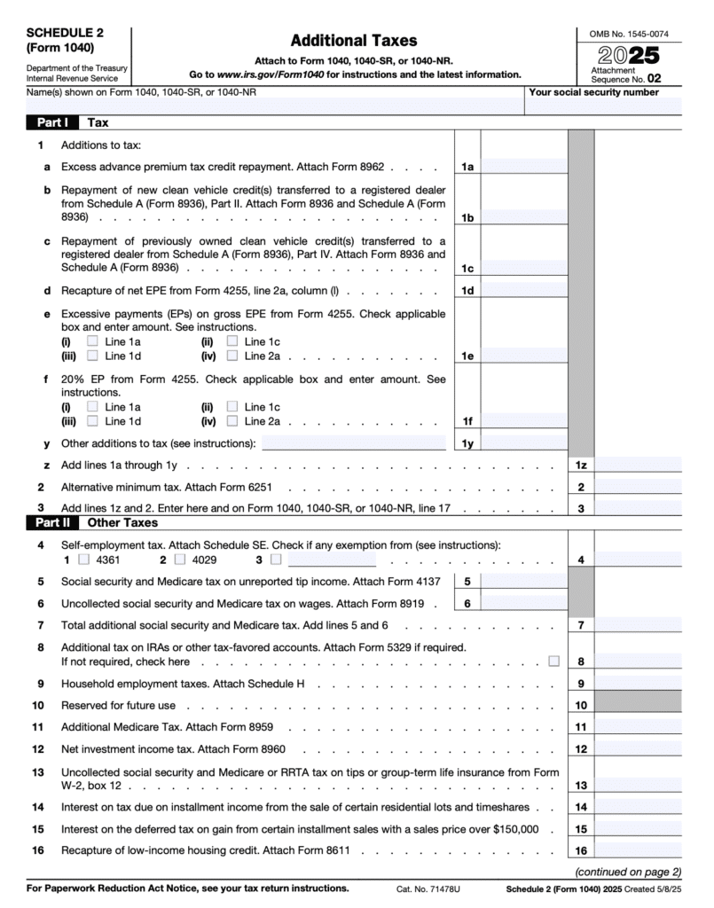Form 1040 Schedule 2
