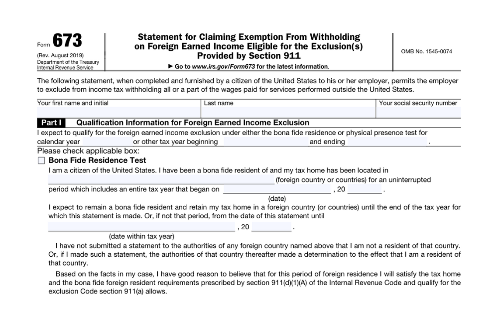 Form 673: Stop Overwithholding on Your Foreign Salary and Keep More Money Each Month