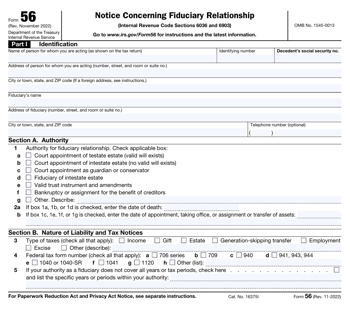 How to Fill Out IRS Form 56: Step-by-Step Instructions