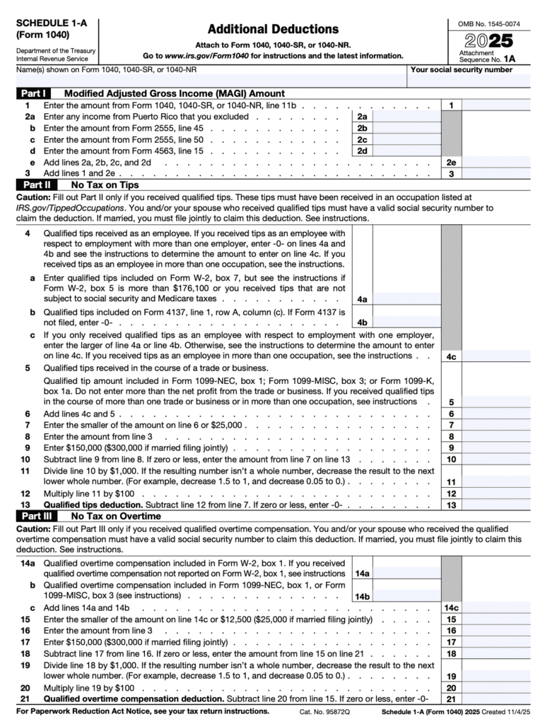 Form 1040 Schedule 1-A