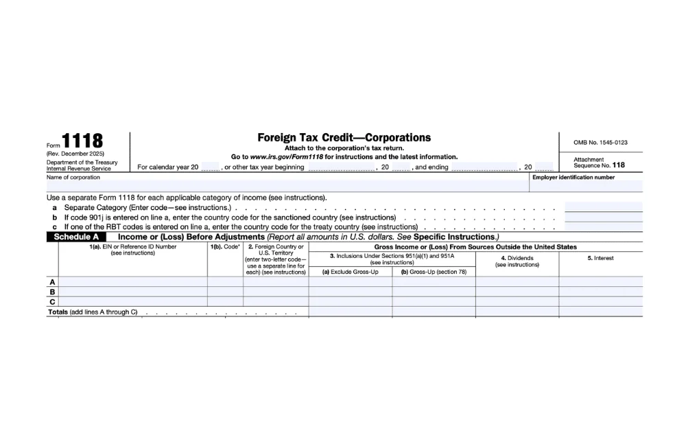 Form 1118 Explained: Foreign Tax Credit for U.S. Corporations