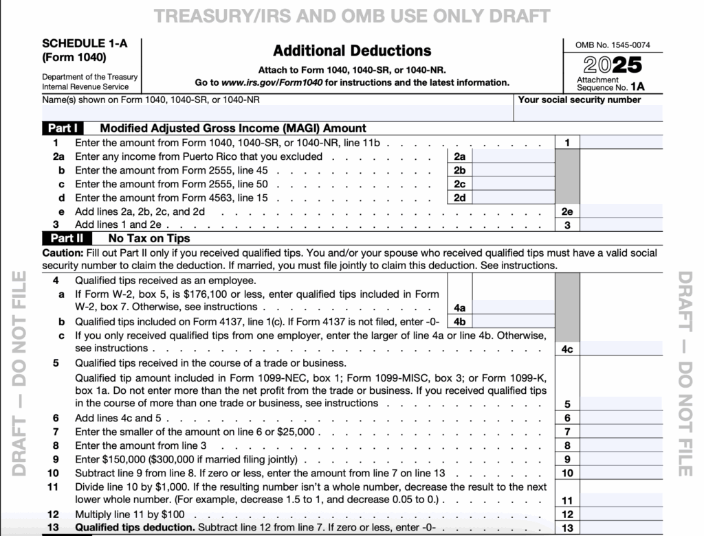 New IRS Schedule 1-A: What It Means for US Expats in 2025