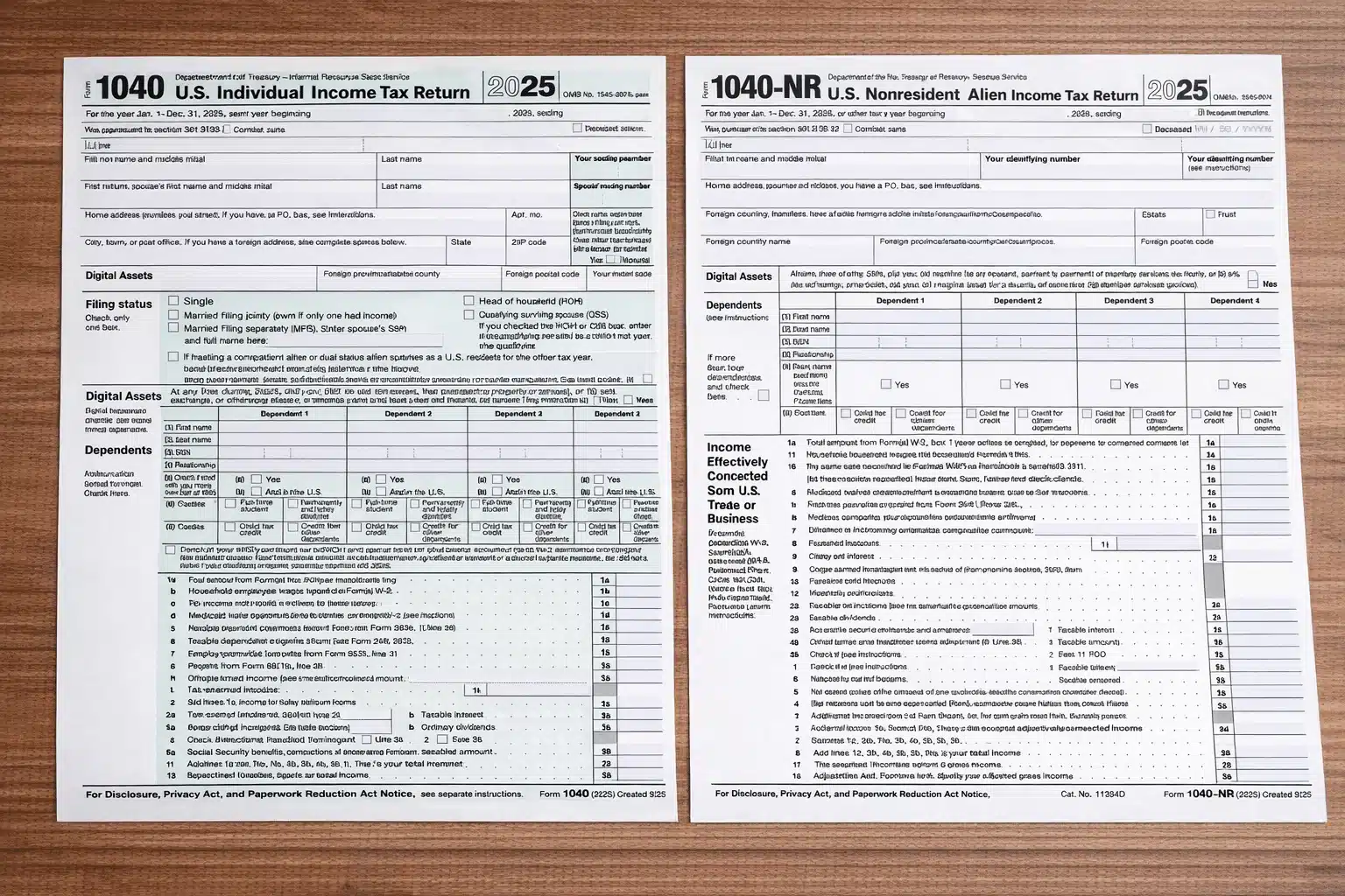 Form 1040 and Form 1040-NR