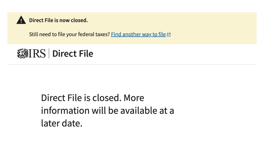 Direct File Discontinued