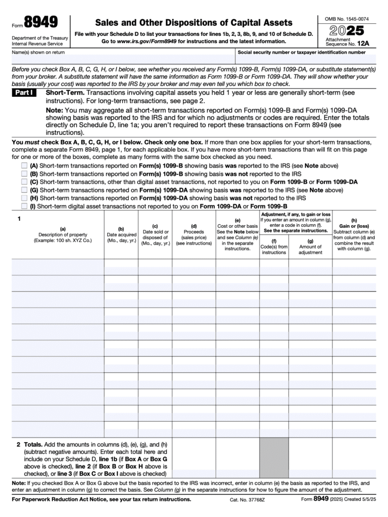 Form 8949 for U.S. Expats: Report Foreign Capital Gains