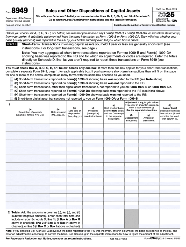 Form 8949 part 1