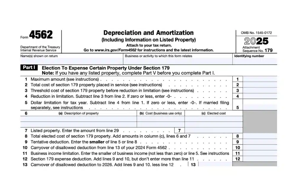 Form 4562 for Expats Explained: Depreciation and Section 179 Deductions