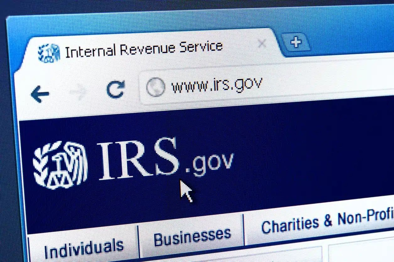 IRS webpage on the browser