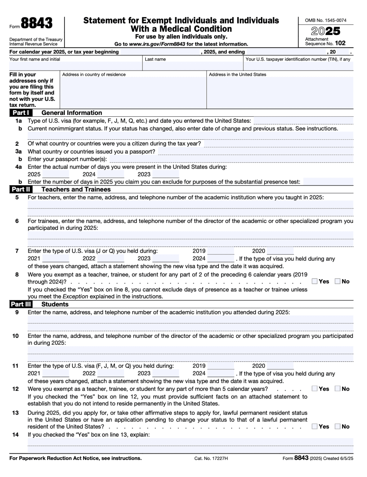 Form 8843: Required for F, J, M, and Q Visa Holders in the U.S.