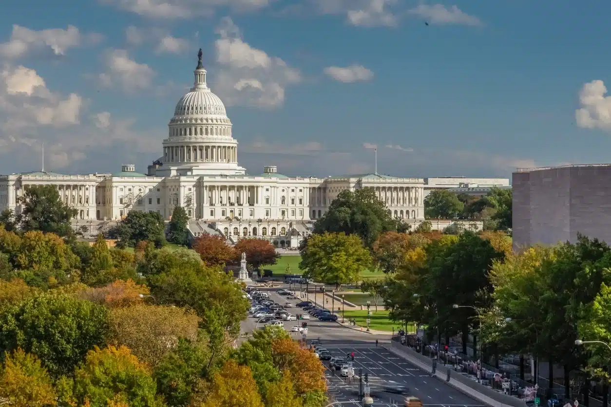 United States Capitol Building and Pennsylvania Avenue in Washington, DC